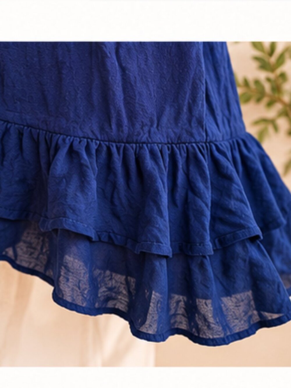 Tahiti Royal Blue Lace-Up Ruffle Tunic XL Boho Resort Coastal Chic Beach Swim - Picture 8 of 9
